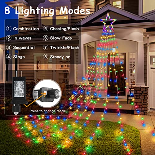 317 LEDs Lights w/ 9 Strands 11.9ft Waterfall Christmas Tree Lights