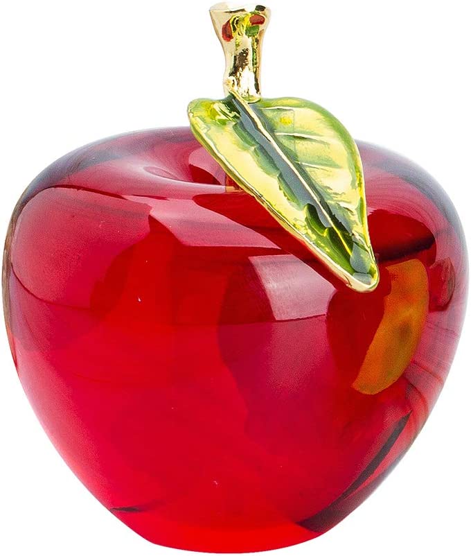 Glaze Crystal Apple Paperweight Craft Decoration (red)