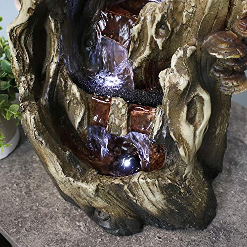 Cascading Caves Waterfall Tabletop Fountain w/ LED Lights - Corded Electric 14 Inches