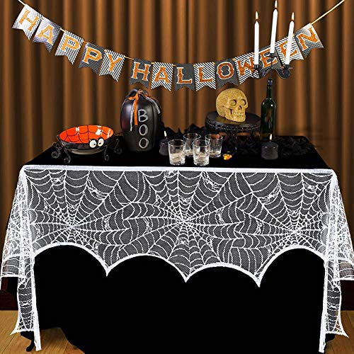 Halloween Decoration  Lace Spiderweb Fireplace Mantle Cover