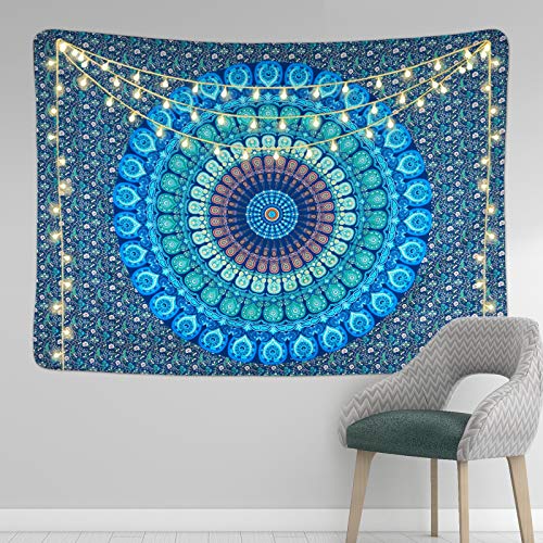 Bohemian Mandala Psychedelic Peacock Boho Tapestry