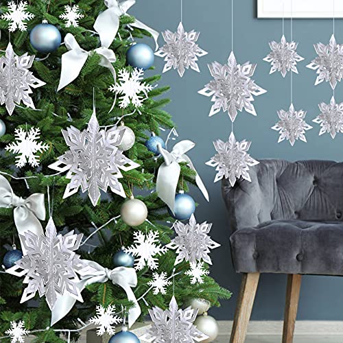 24 Pcs 3D Large Christmas Hanging Snowflake Decorations