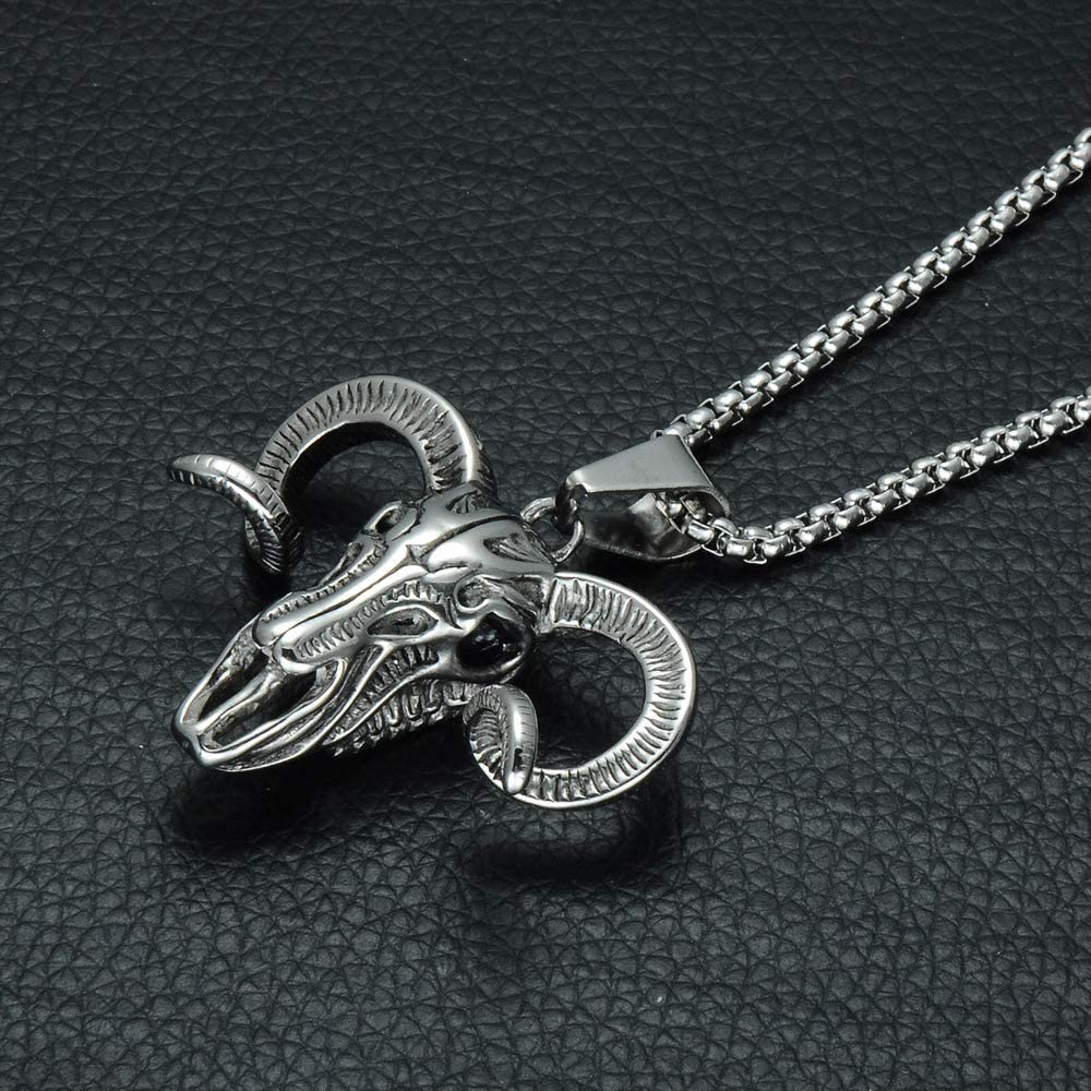 Punk Style Cool Mens Women Stainless Steel Skull Pendant Necklace