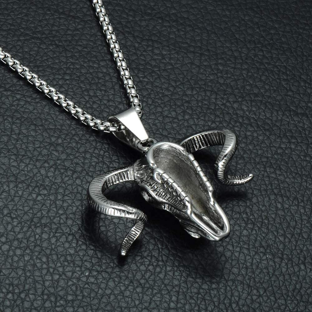 Punk Style Cool Mens Women Stainless Steel Skull Pendant Necklace