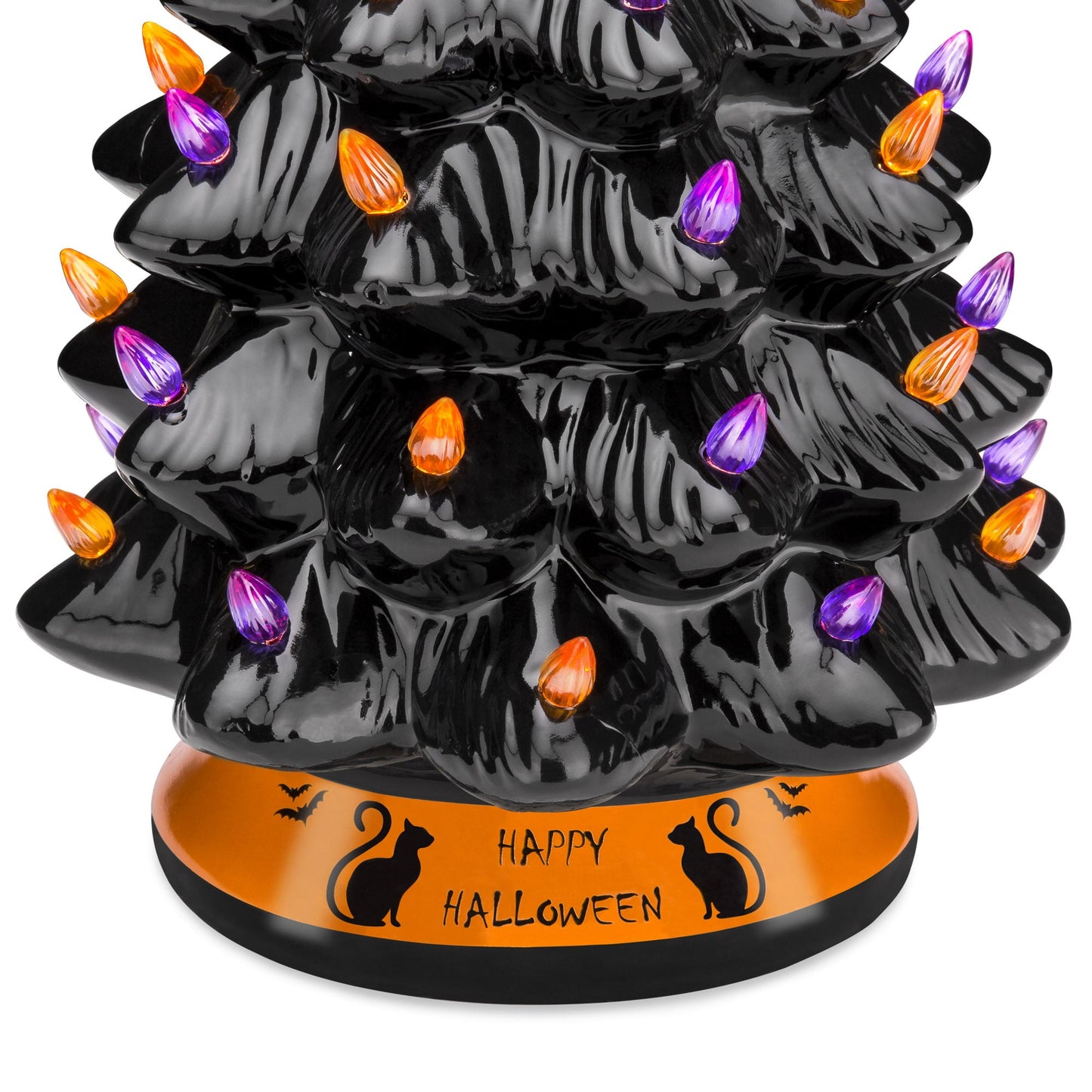 Pre-Lit 15in Ceramic Halloween Tree Holiday Decoration