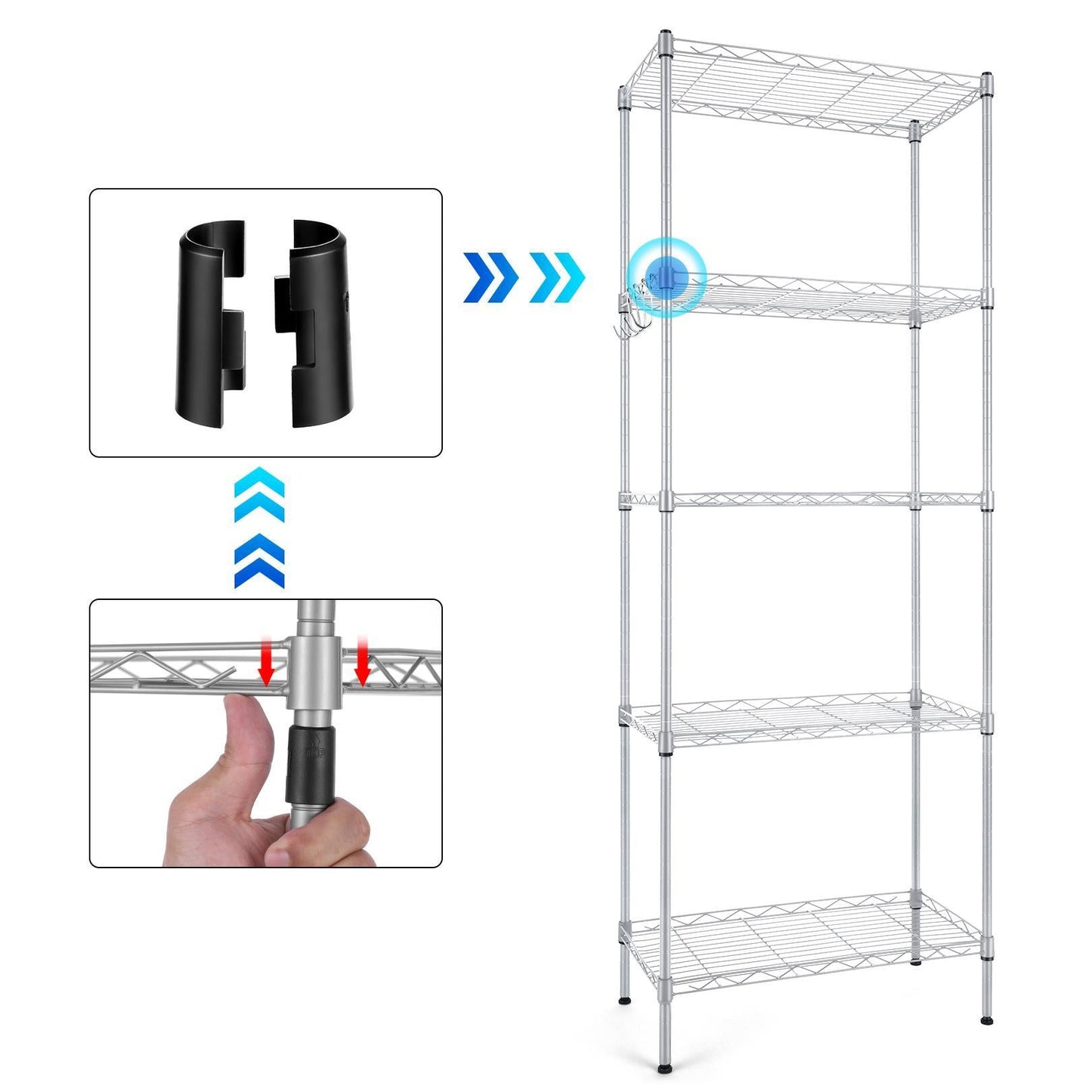 5 Tier Wire Shelving Metal Storage Rack