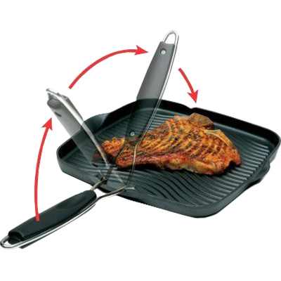Grill Pan, 10"x10", with Foldable Handle
