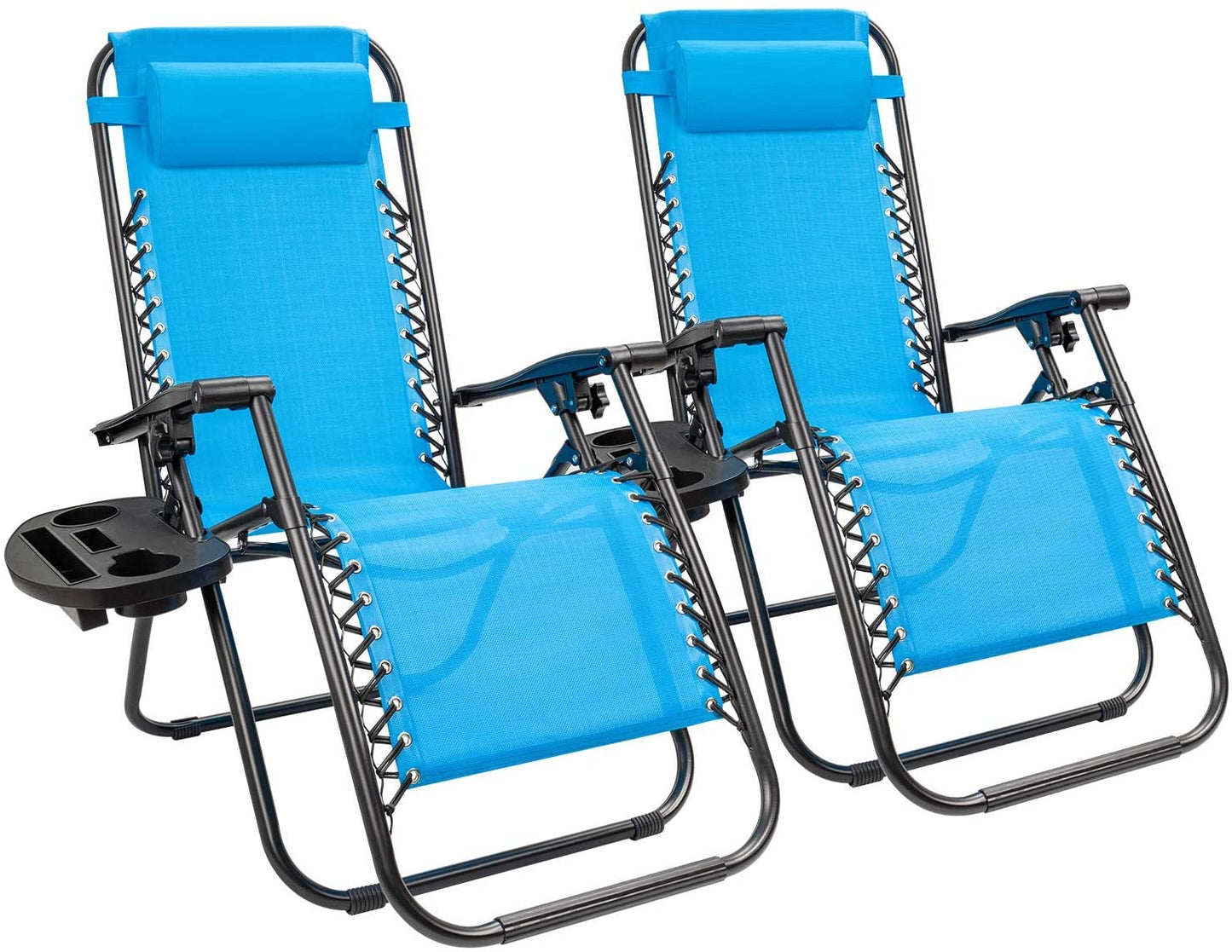 2 Pack Outdoor Lounge Patio Chair w/ Adjustable Pillow