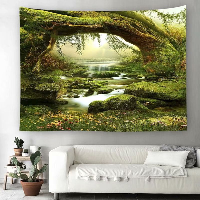 Art Mystic Trees & River Print Tapestry Wall Decor