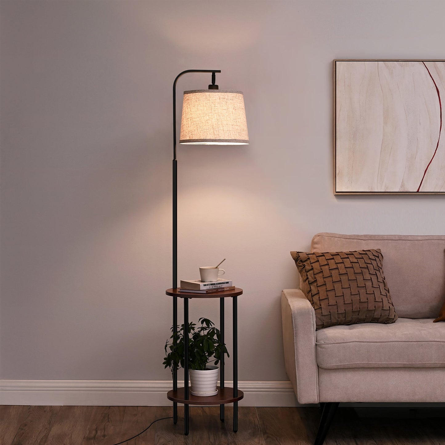 62" Farmhouse Floor Lamp w/ End Table