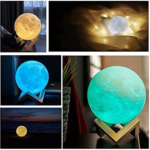 Moon Lamp for Bedroom Moon Night Light for Adults Kids Baby- Gifts for Girls Boys Women Men Remote Touch Control Wooden Stand 4.8 inch Small Size