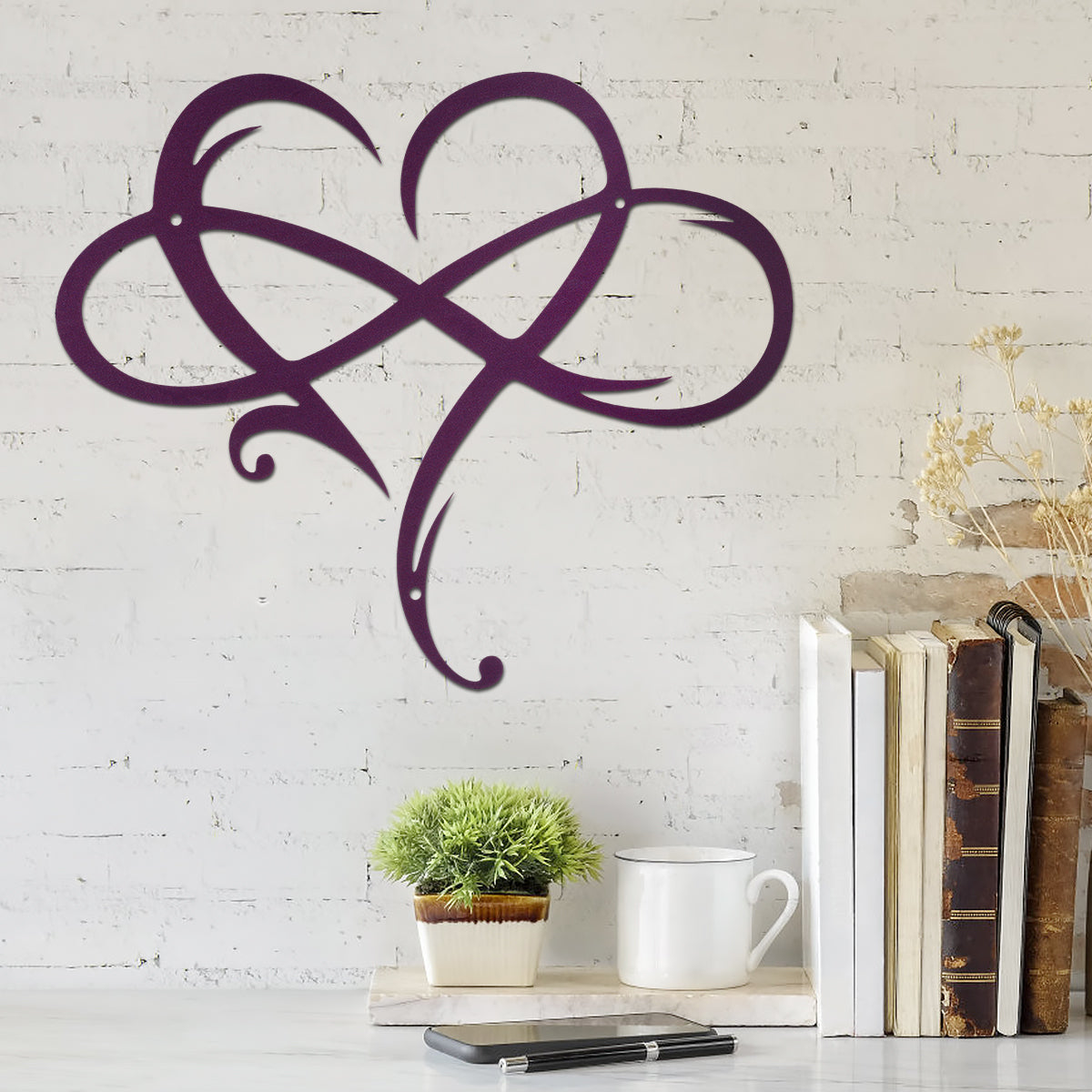 Metal Infinity Heart Hang Art Sculpture for Home Decoration