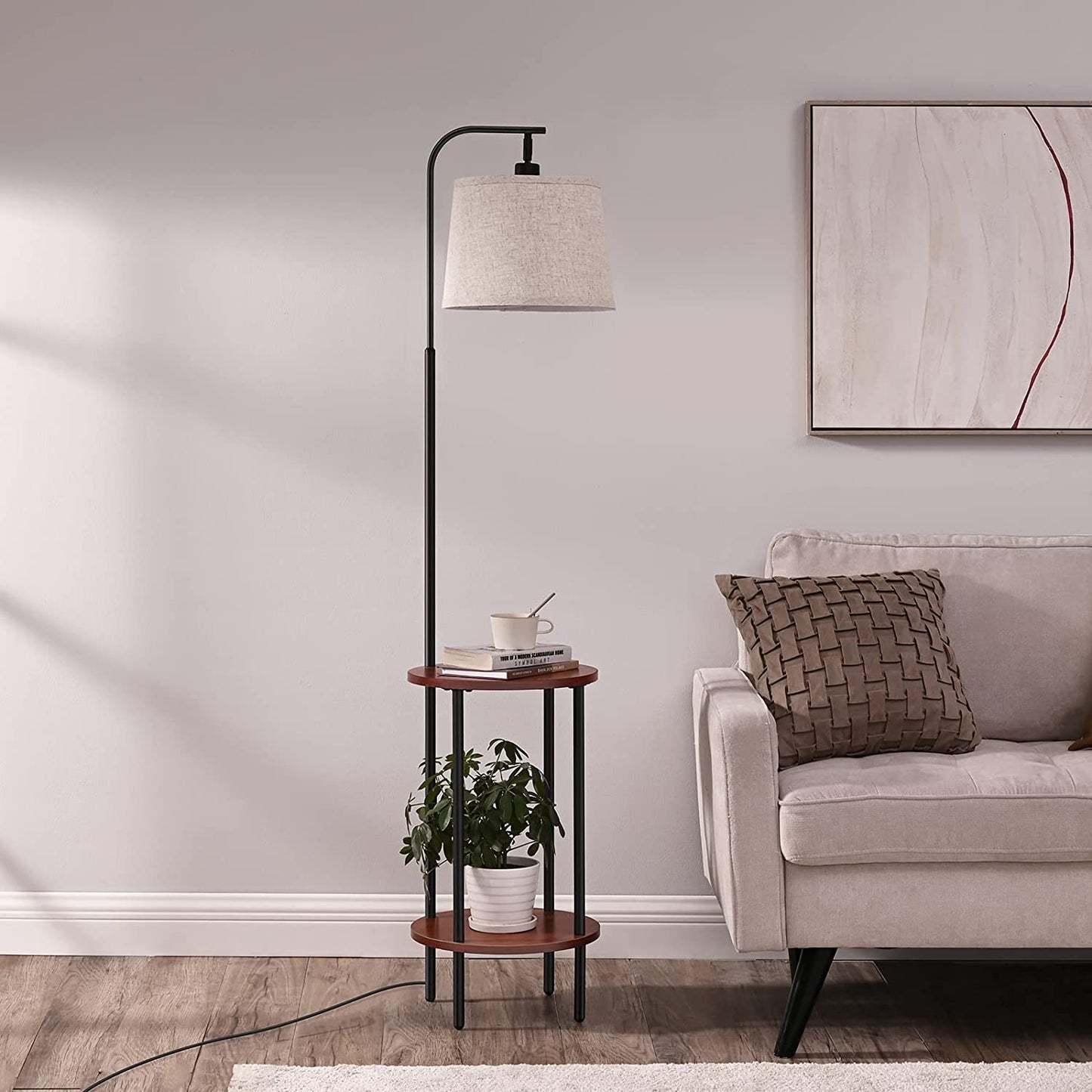 62" Farmhouse Floor Lamp w/ End Table