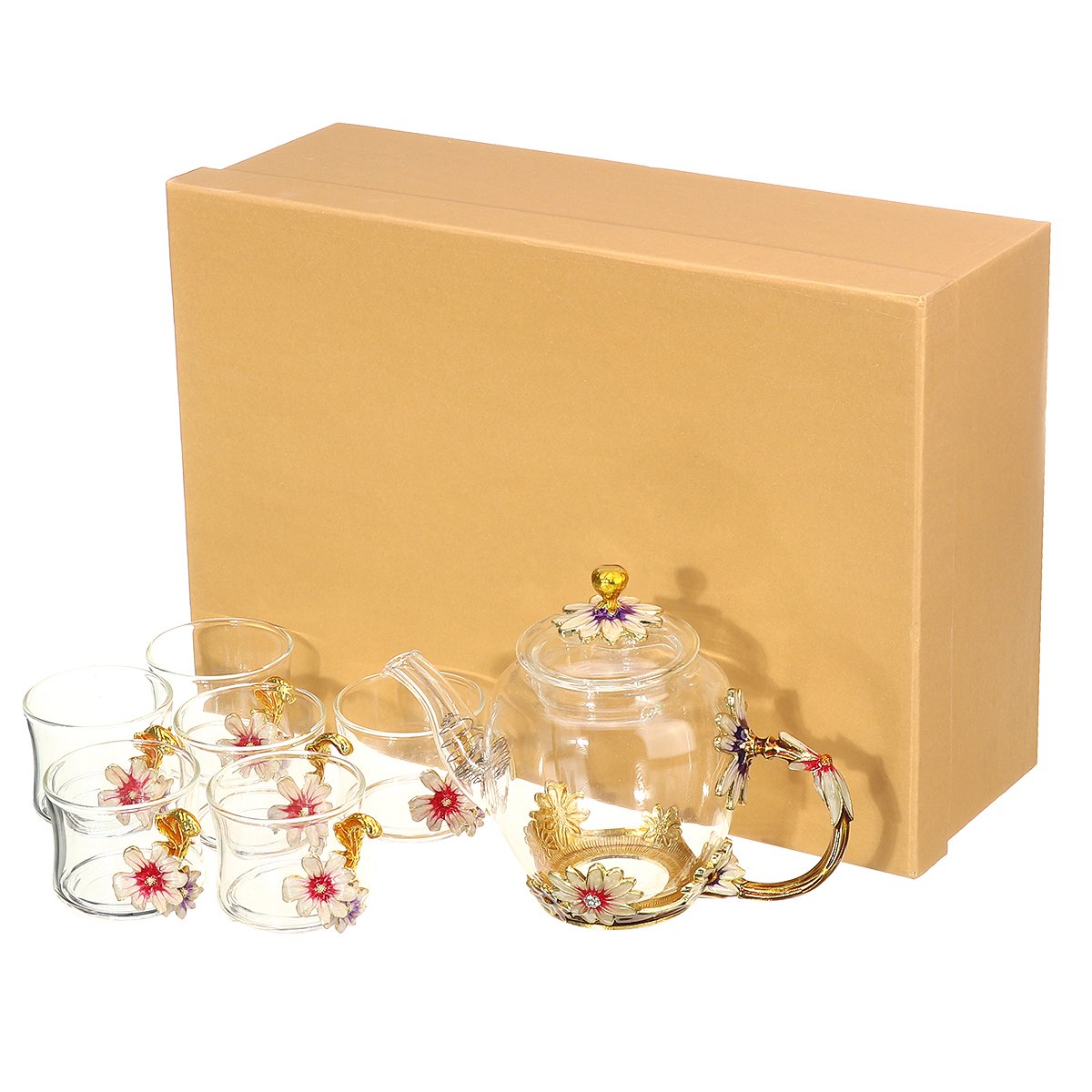 7Pcs Tea Set - Clear Heat Resistant Borosilicate Glass Teapot Tea Maker