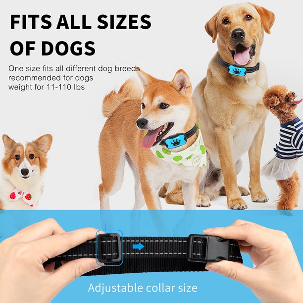 Dog Bark Collar Humane, Rechargeable Anti Barking Collar w/ 7 Adjustable Levels for Small Medium Large Dogs, Waterproof (Blue)