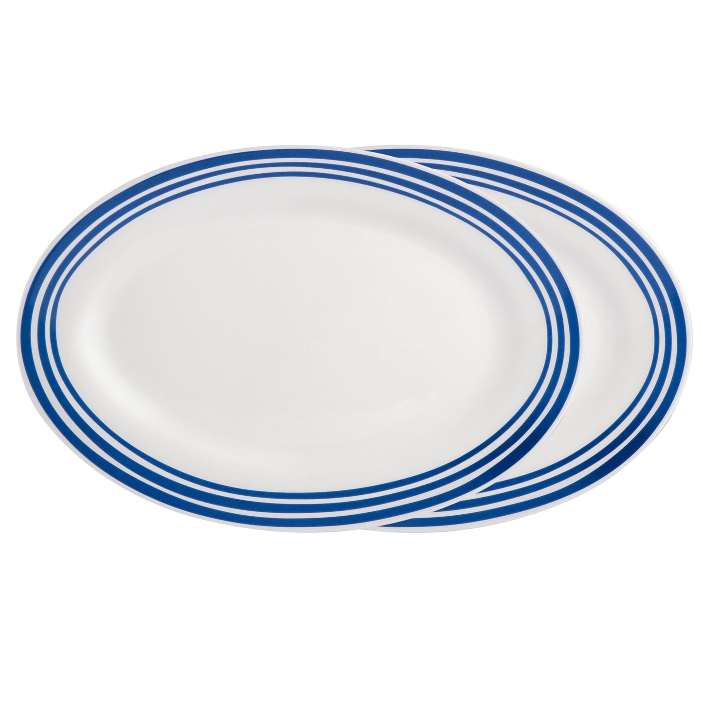 Light Blue Fine Ceramic 14-Inch Serving Platters, Set of 2