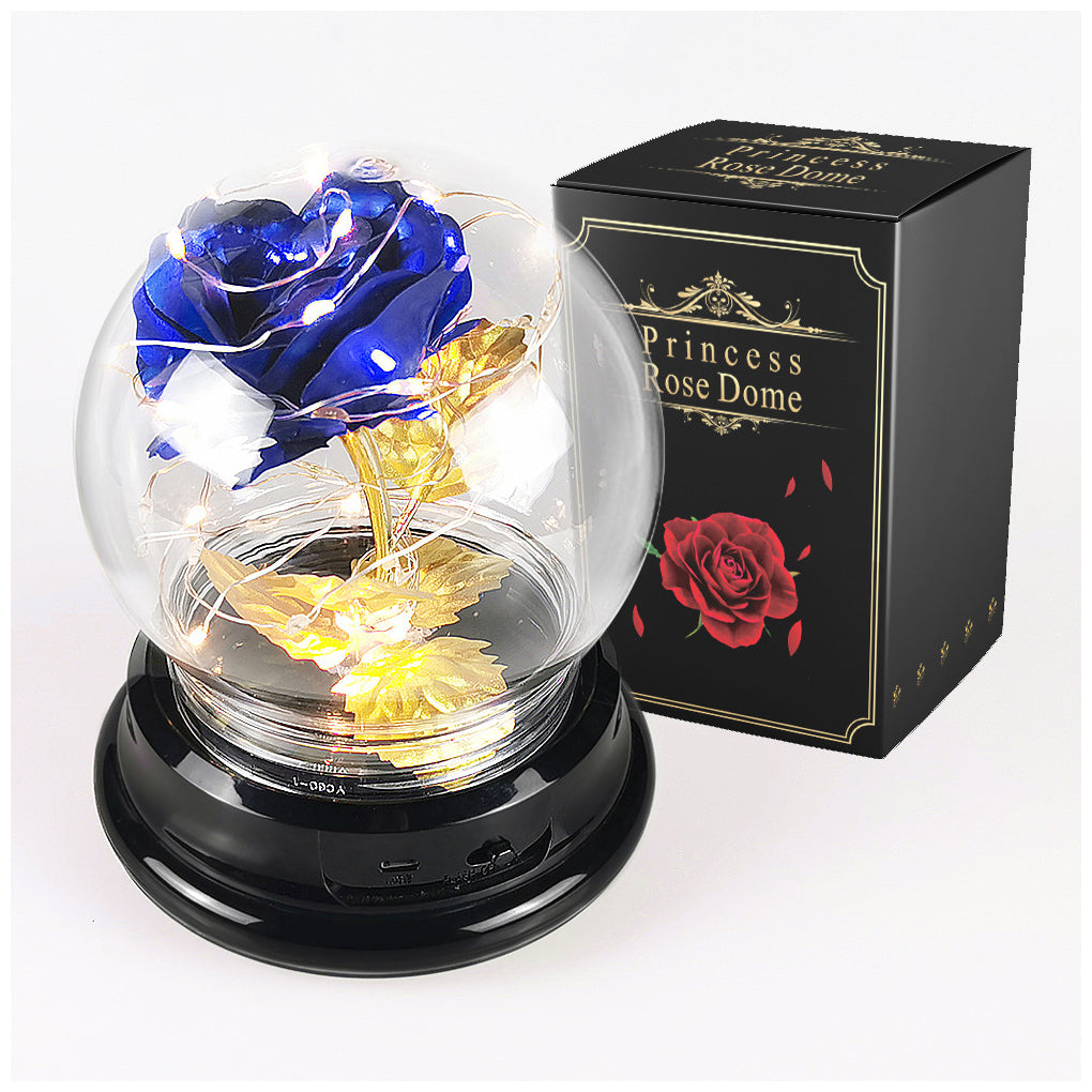 Rose Flower in Glass Dome w/ LED Light