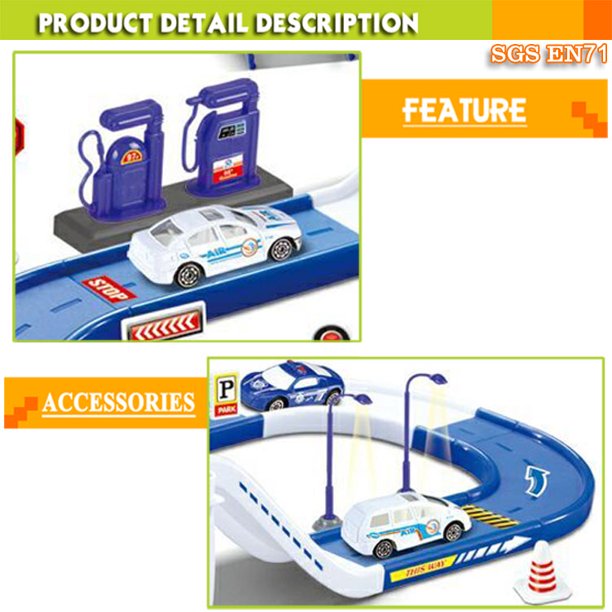 Police City Track Vehicle Toy Playset With Garage Car Wash and More to Kids