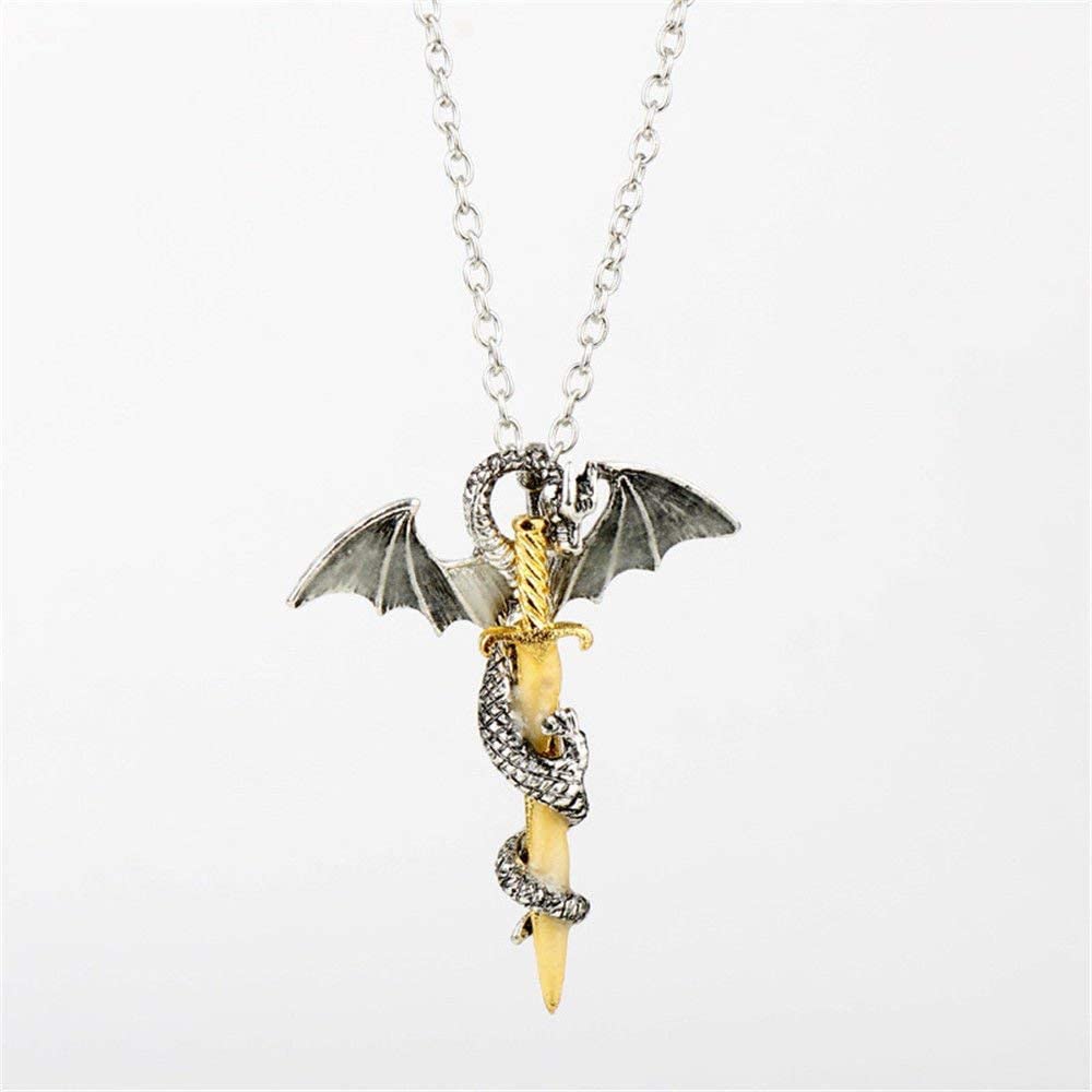 Glow in The Dark Dragon Sword Necklace Luminous Pendant Punk