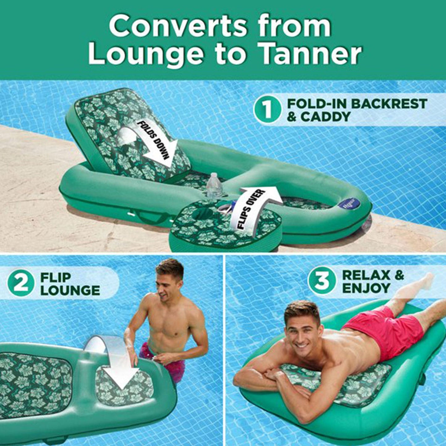 2 in 1 Convertible Water Lounger Pool Inflatable