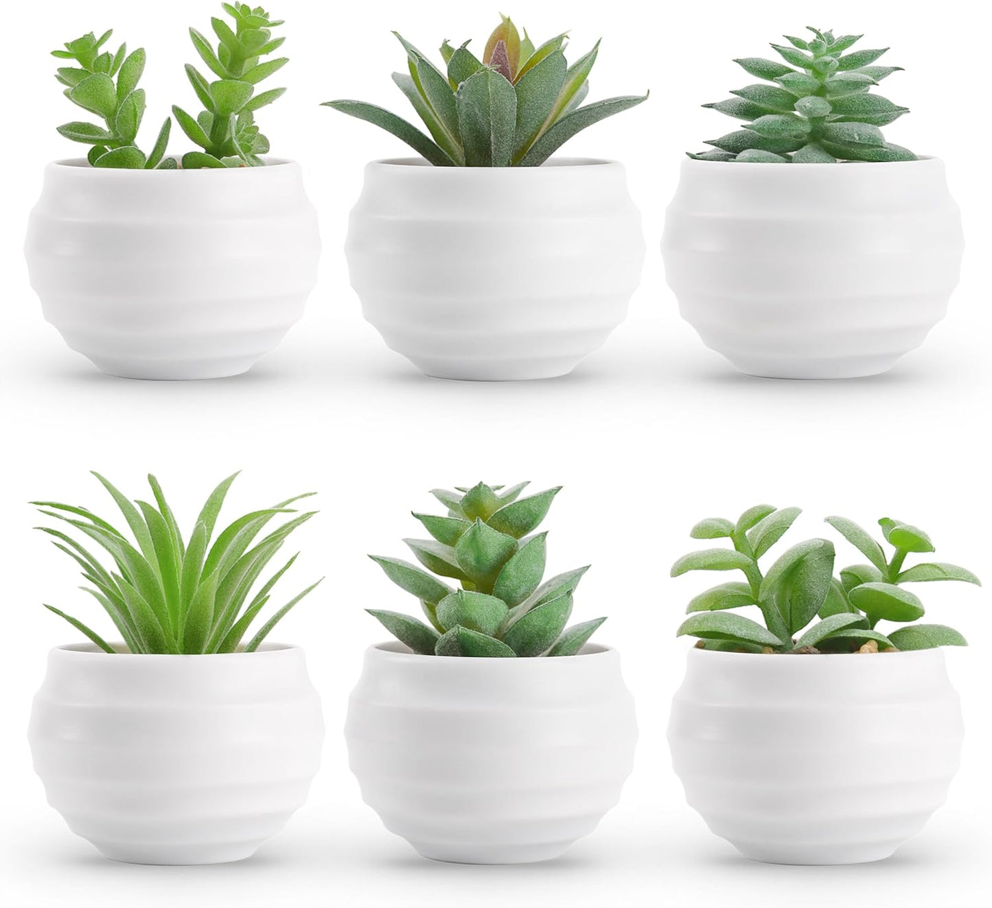 Set of 6 Succulents Plants Artificial in Pots Small Fake Plants for Bedroom Aesthetic Living Room Office Shelf Bathroom Decor