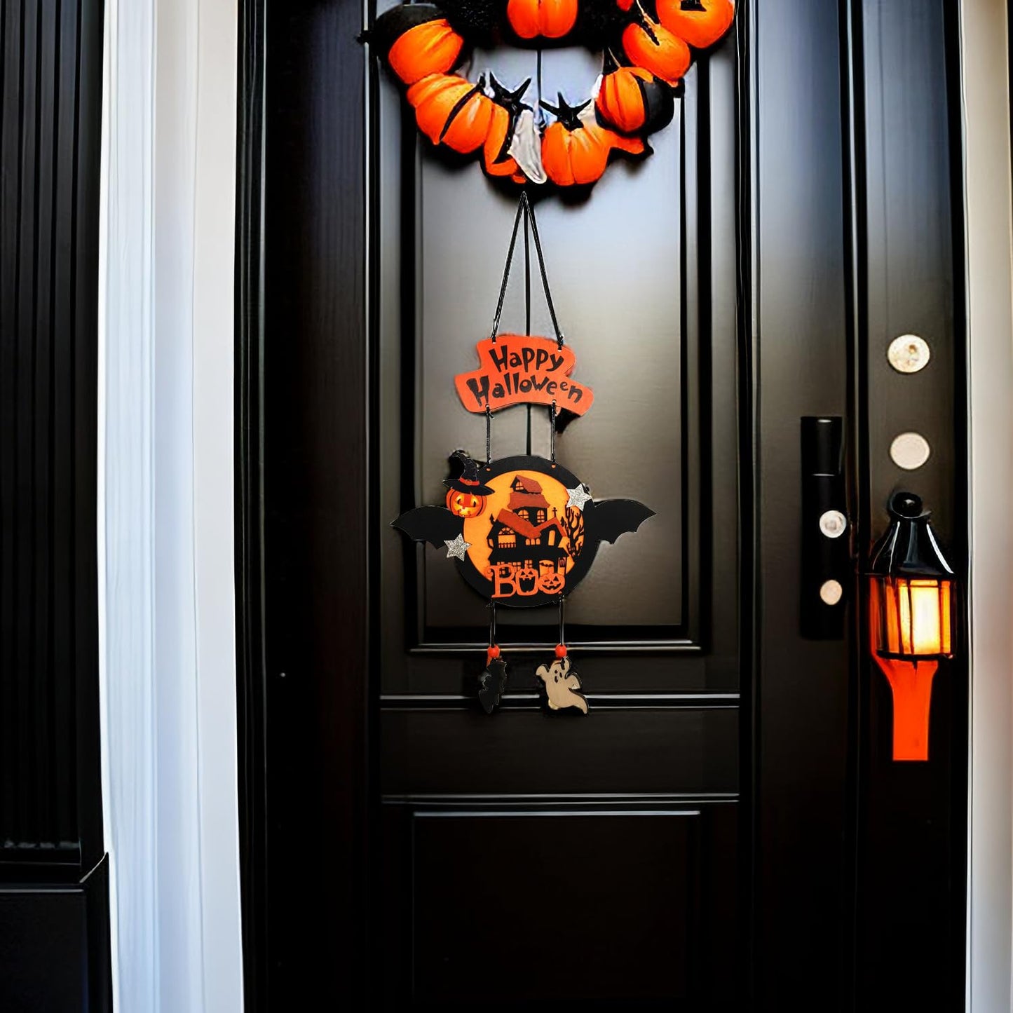 Happy Halloween Pumpkin Hanging Sign -Welcome Sign Halloween Front Door Sign Pumpkin Decoration