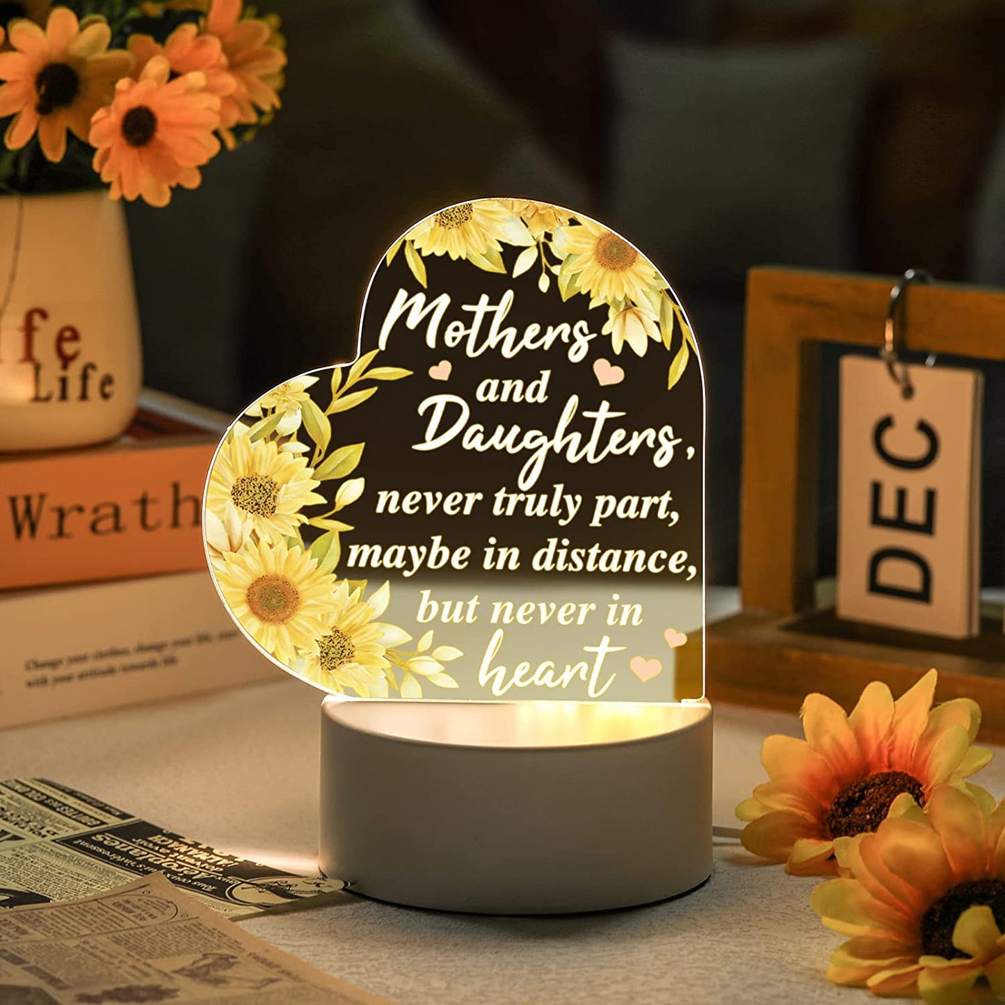 Mom Gifts from Daughter Engraved Acrylic Night Light Lamp Best for Mothers Day Gift