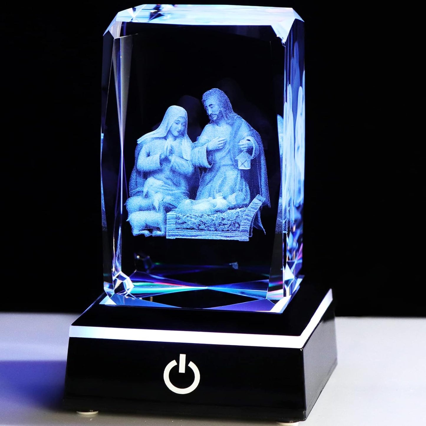 3D Crystal Engraved Nativity Scene Figurines Gifts for Religious Christmas Catholic Holiday Holy Family Statues Decorations with Virgin Mary, Joseph, and Baby Jesus Christian Church Keepsakes