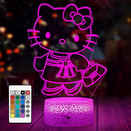 Kitty Lamp Cat Night Light Smart Touch & with Remote,7 Colors + 16 Colors Changing Opreated,Dimmable lamp，Christmas Gifts，Children's Day Gift，for Children's Room Decoration