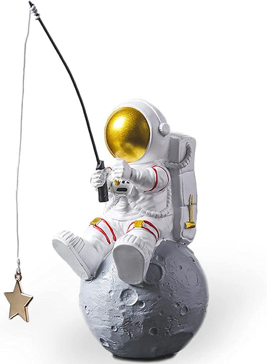 Astronaut Fishing Star Figure Sculpture for Tabletop Decoration