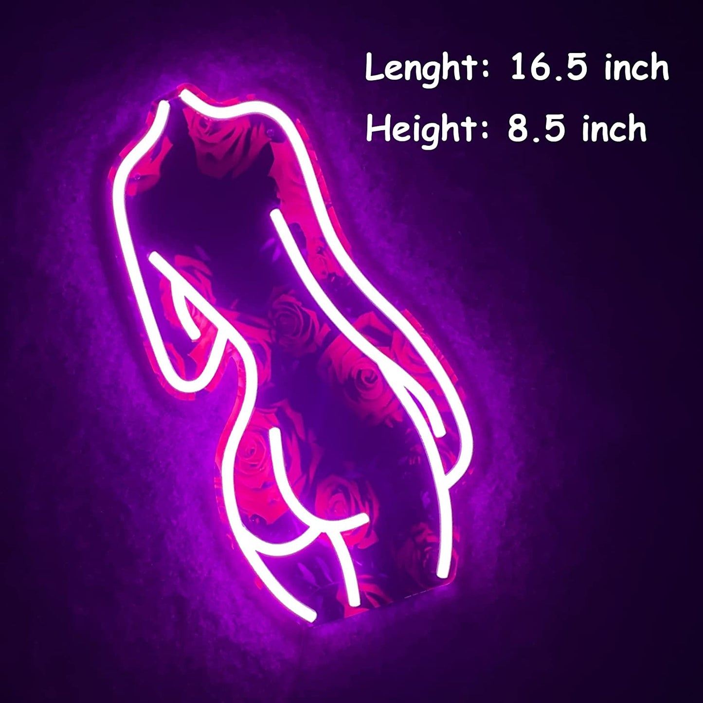 16.5x8.5 inch Lady Rose Back Neon Sign Art Wall Lights for Wall Decoration