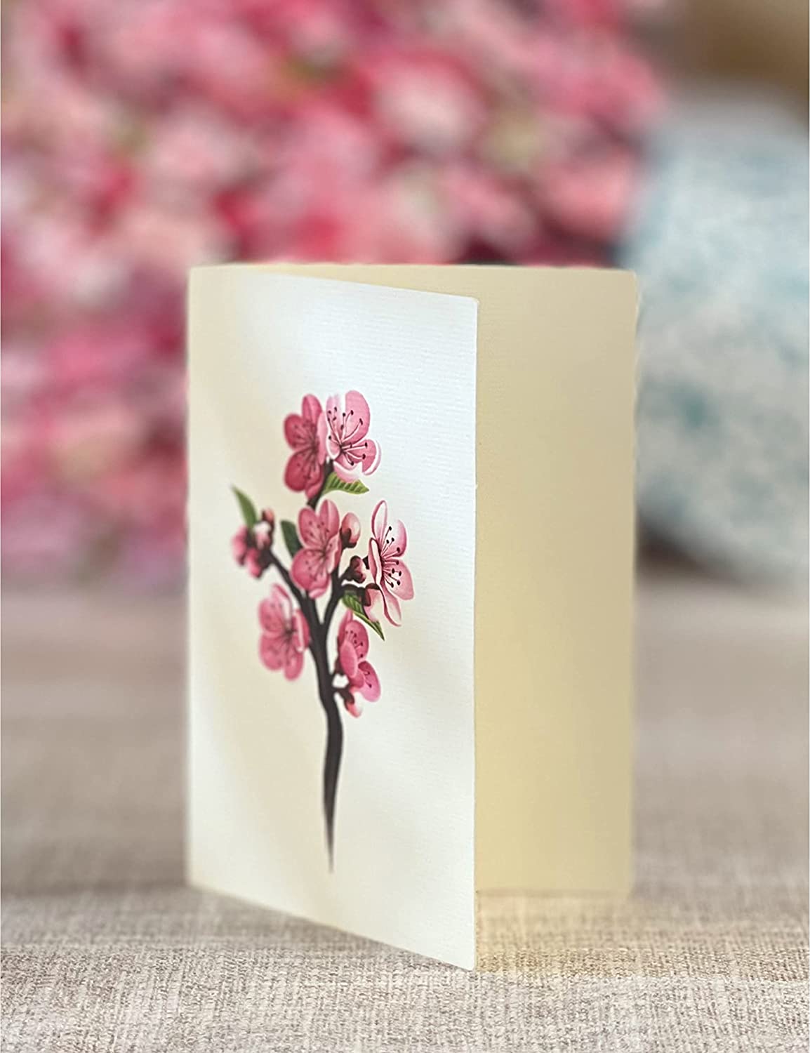 Paper Pop Up Cards, Cherry Blossoms, 12 inch Life Sized Greeting Cards / Note Card & Envelope for Mothers Day