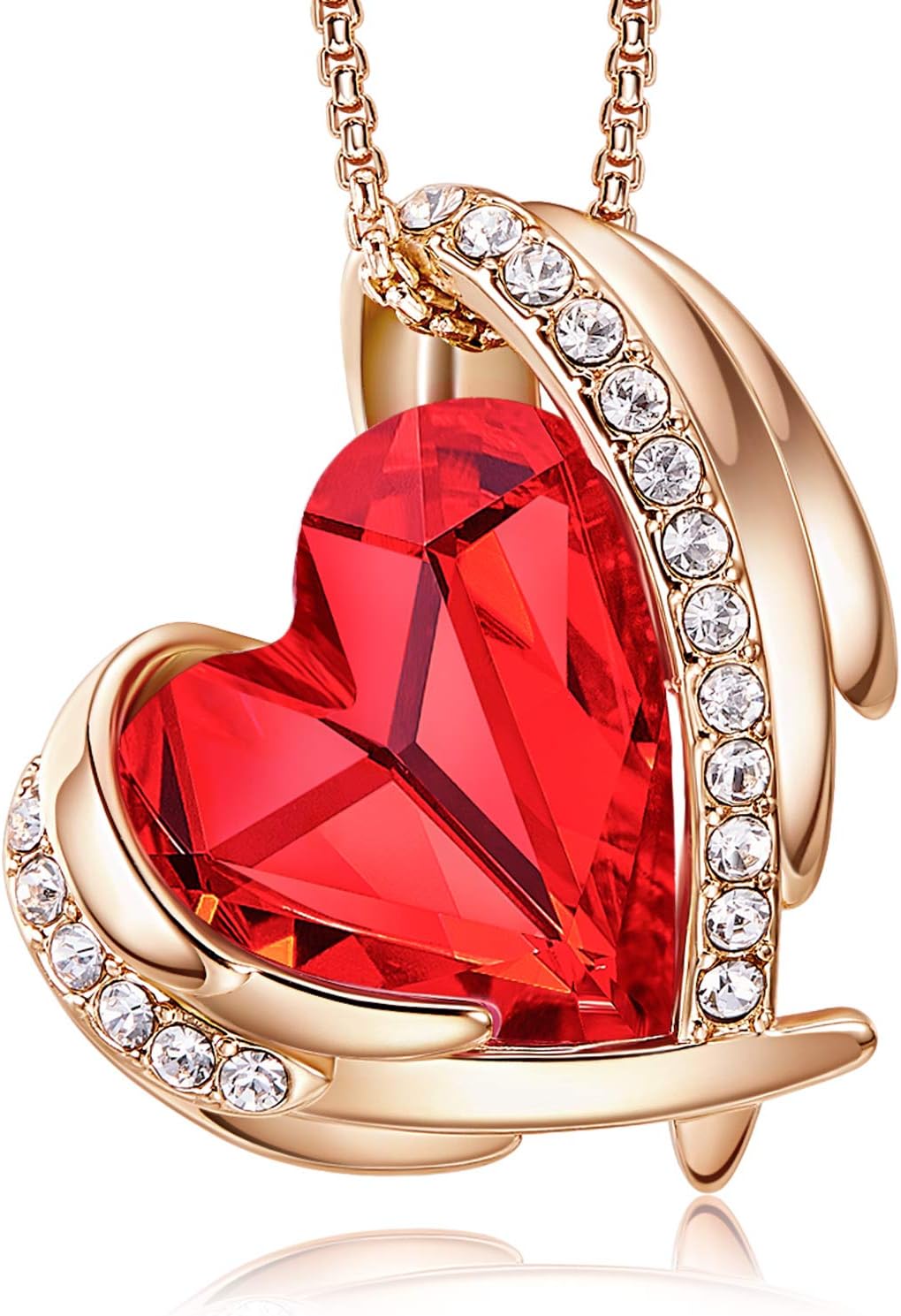 Love Heart Pendant Necklaces for Women Silver Tone Rose Gold Tone Crystals Birthstone Christmas Jewelry Gifts for Women Birthday/Anniversary Day/Valentine’s Day