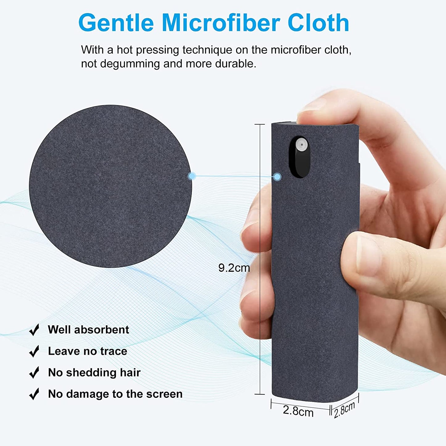 Screen Cleaner Kit, 3-in-1 Touchscreen Mist Cleaner Spray Bottle & Microfiber Cloth, Dark Grey