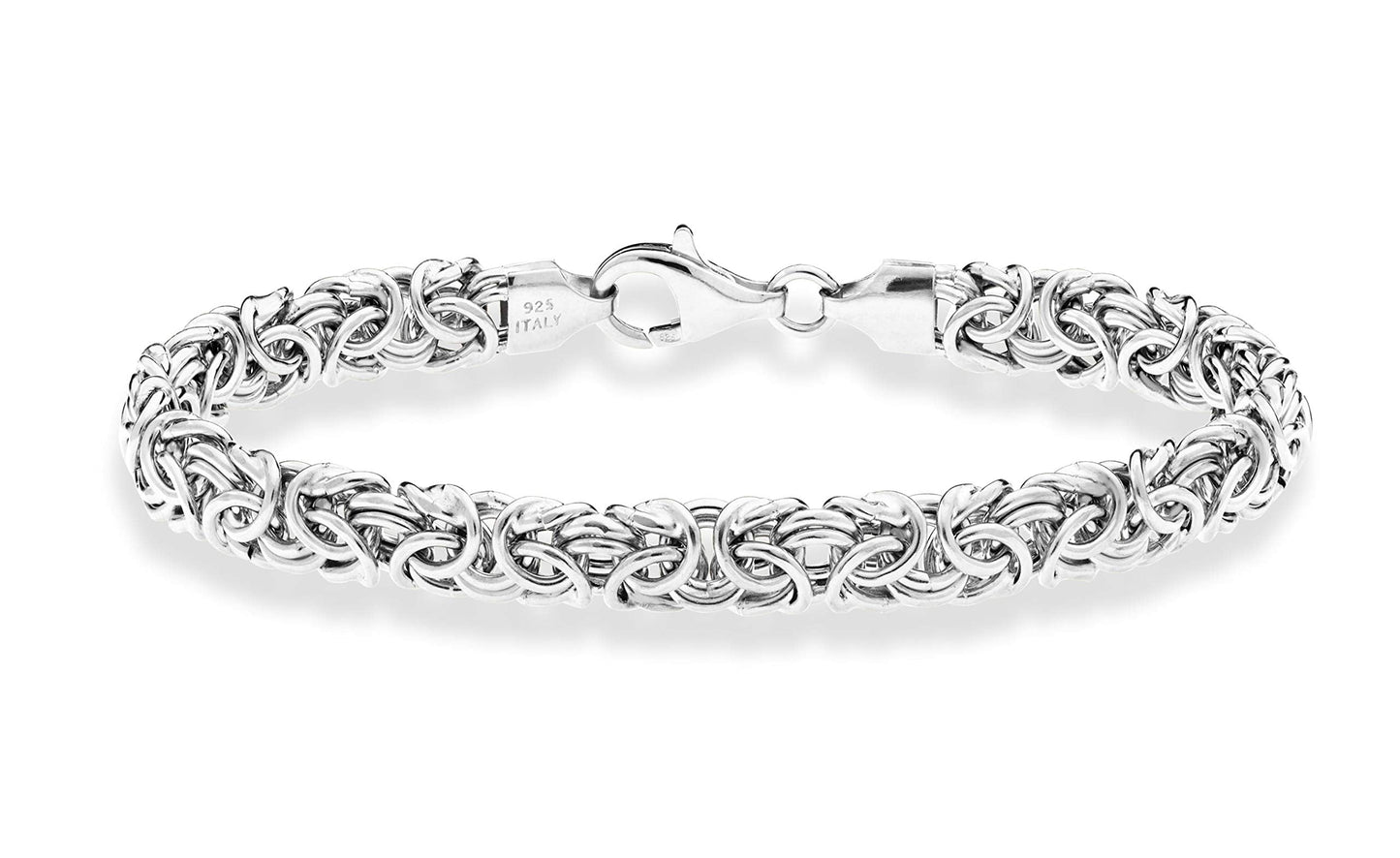 Sterling Silver Byzantine Bracelet for Women, Handmade in Italy (Length 8 Inches)