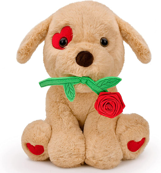 Valentines Day Gifts for Her Women- Cute Plush Stuffed Animal Puppy Dog w/ Rose