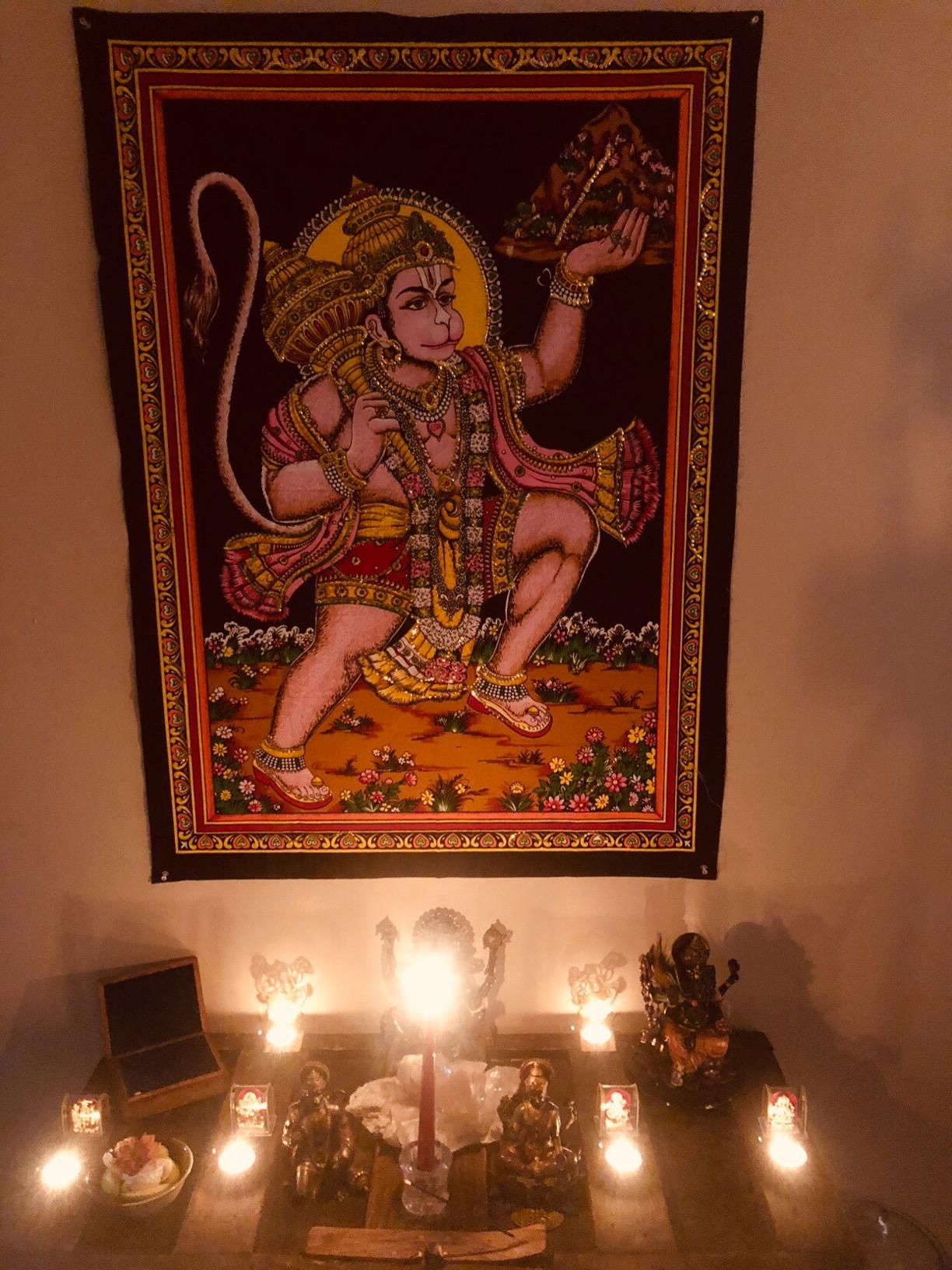 Huge Cotton Fabric  Monkey God Hanuman  Tapestry 43 X 30