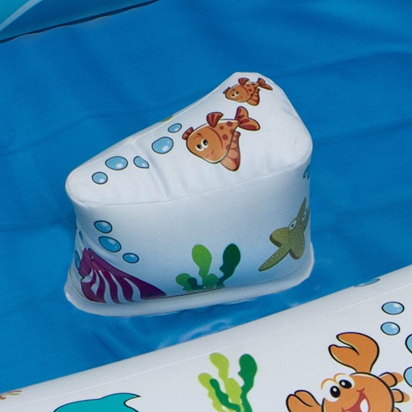 Inflatable Bathtub for Baby & Toddler; Saddle Horn Keeps Baby from Sliding; Whimsical Ocean Design Recommended Age 6 to 24 Months