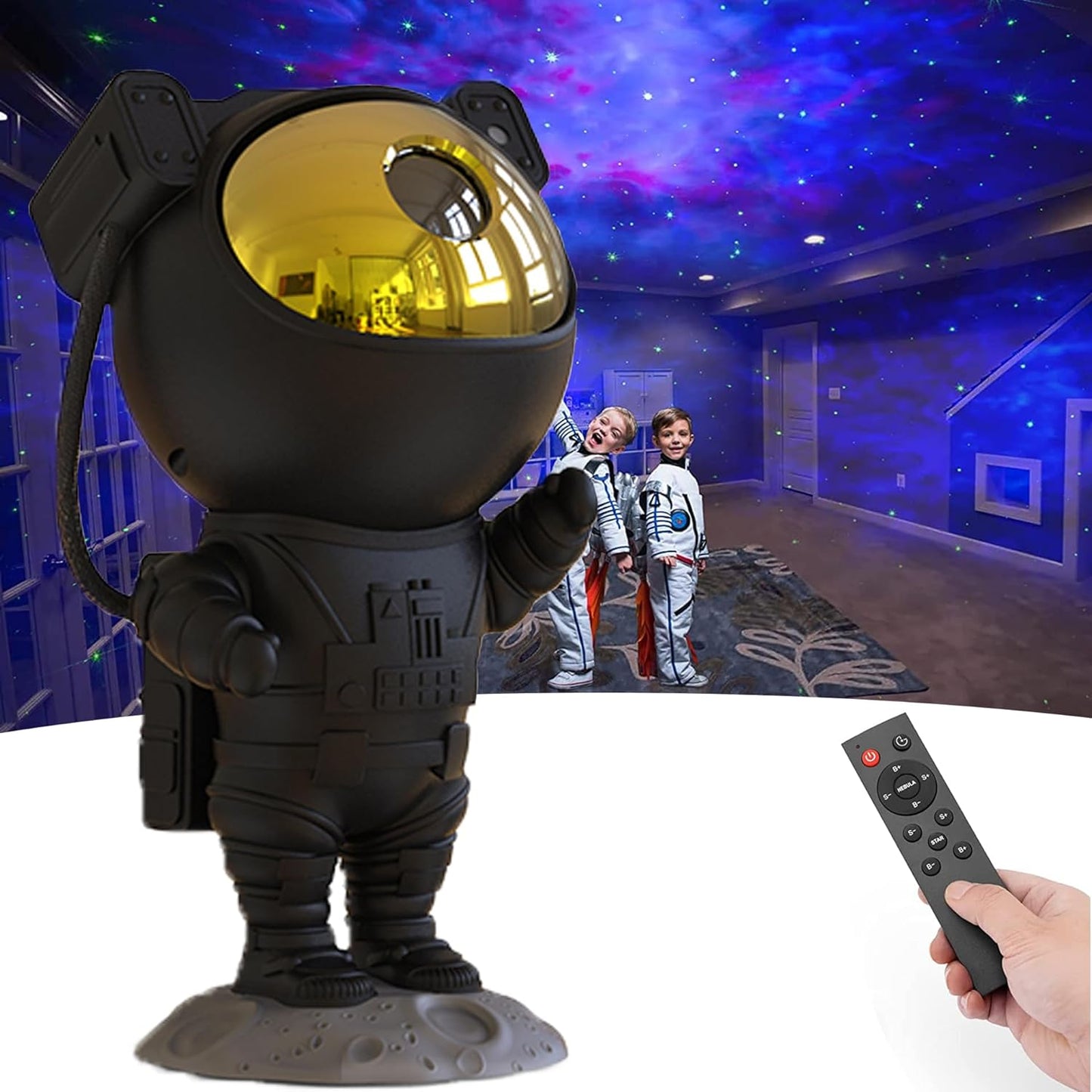 Star Projector,Galaxy Night Light,Astronaut Starry Nebula Ceiling LED Lamp with Timer and Remote, Gift for Kids Adults for Bedroom, Birthdays,Christmas, Valentine's Day.(Black Gold)