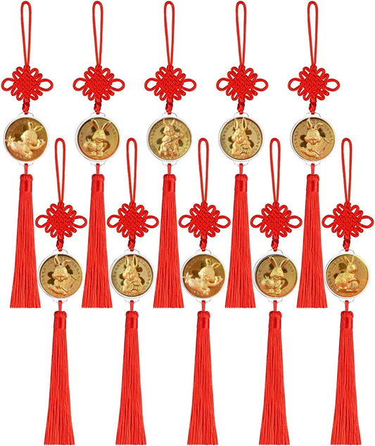 10 Pcs 2023 Fengshui Year of The Rabbit Hanging Pendants  for Luck Home Decoration