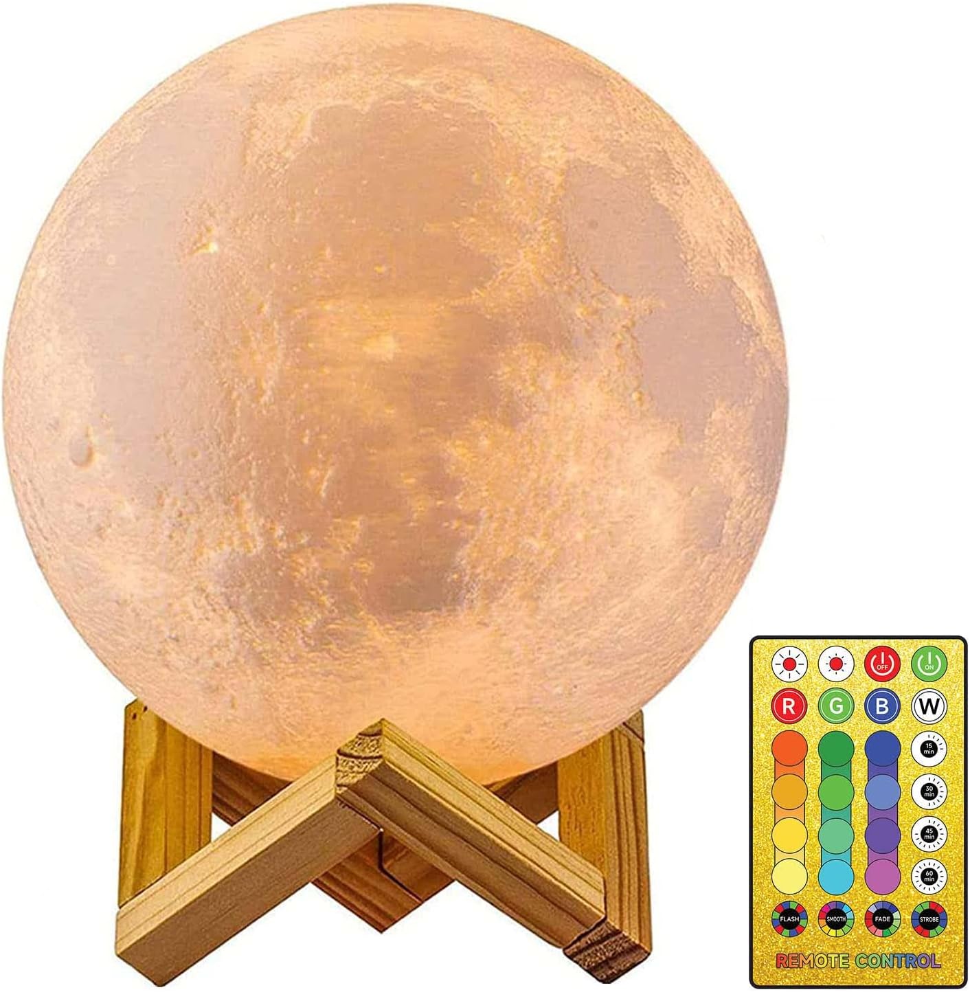 Moon Lamp for Bedroom Moon Night Light for Adults Kids Baby- Gifts for Girls Boys Women Men Remote Touch Control Wooden Stand 4.8 inch Small Size