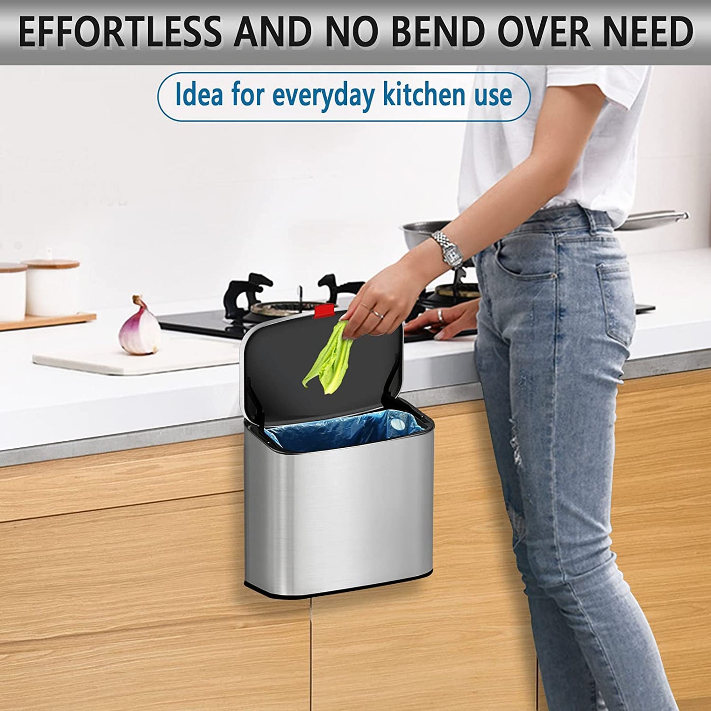 Kitchen Hanging Compost Bin, 4L/1.05Gal Stainless-Steel Small Trash Can with Lid for Counter Top & Under Sink