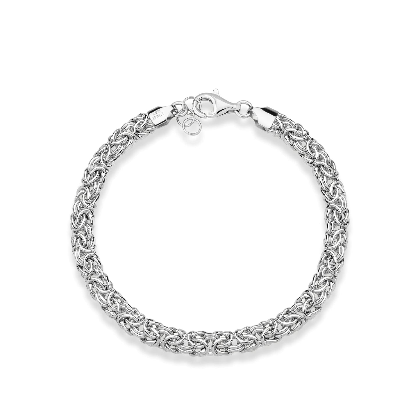 Sterling Silver Byzantine Bracelet for Women, Handmade in Italy (Length 8 Inches)