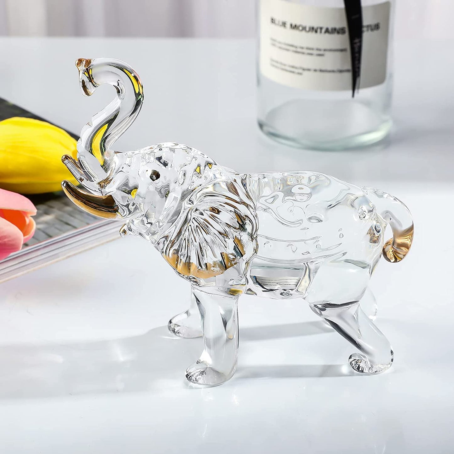 Handmade Crystal Elephant Figurine for Home Decoration