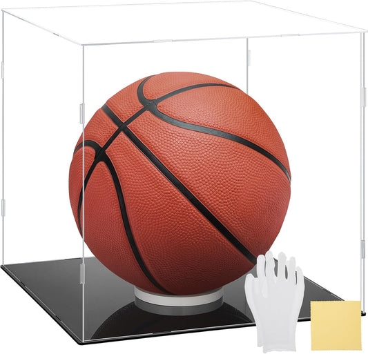 Clear Self-Assembly Acrylic Display Case Transparent Dust Proof Protection Showcase for Boy Figurine Toys Collectibles Figures Basketball(12 x 12 x 12 Inch)