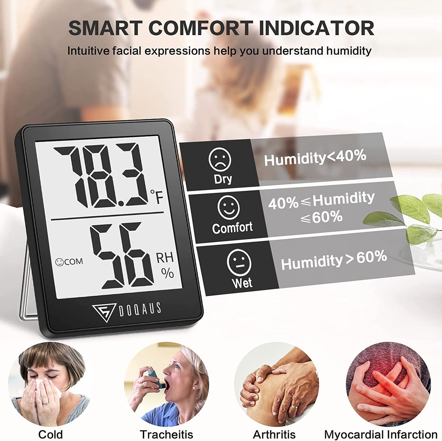 Digital Hygrometer Indoor Thermometer Humidity Meter Room  (Black)