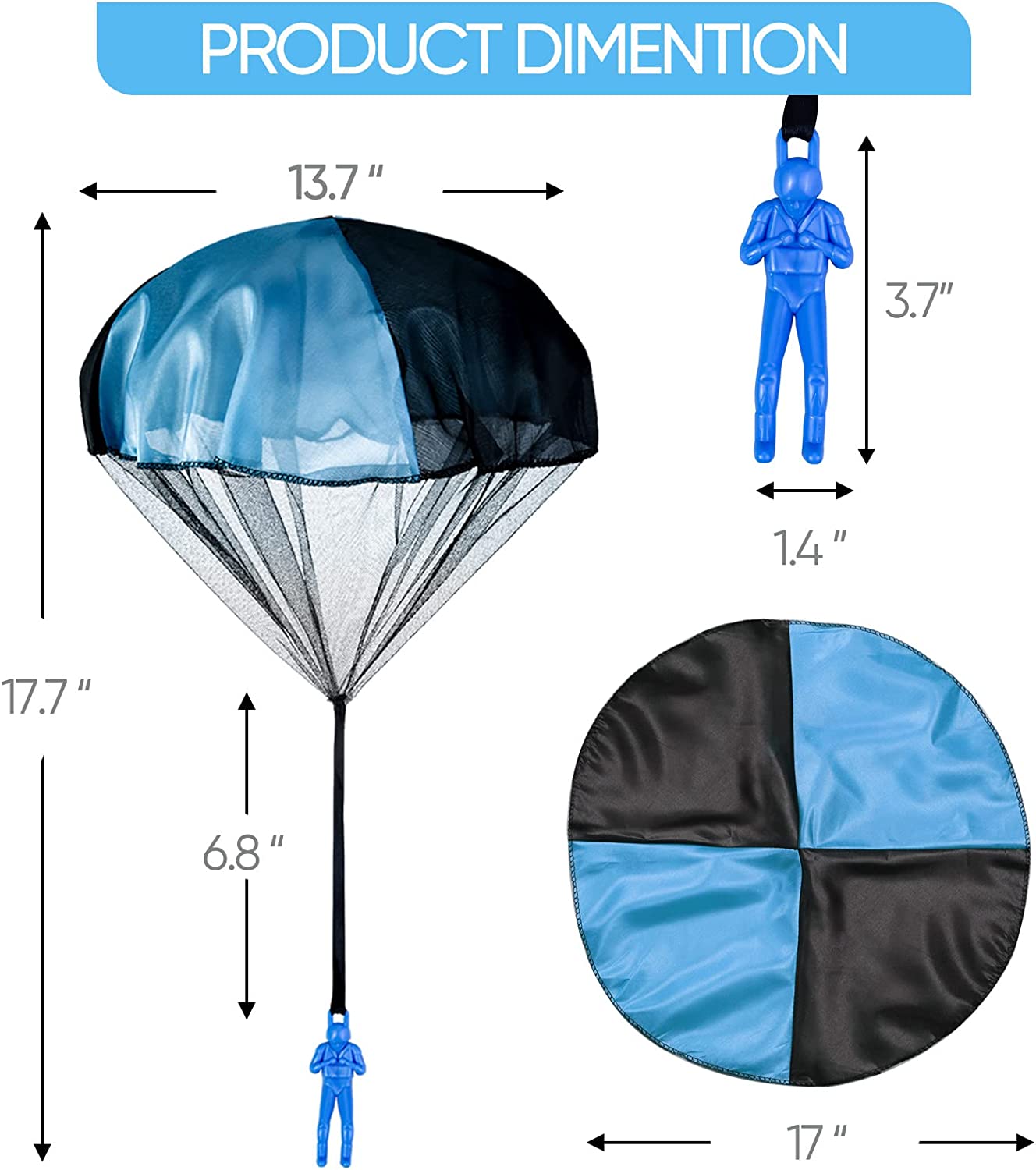 Tangle Free Throwing Toy Parachute, Outdoor Children's Flying Toys, No Battery nor Assembly Required (4 Pieces Set)