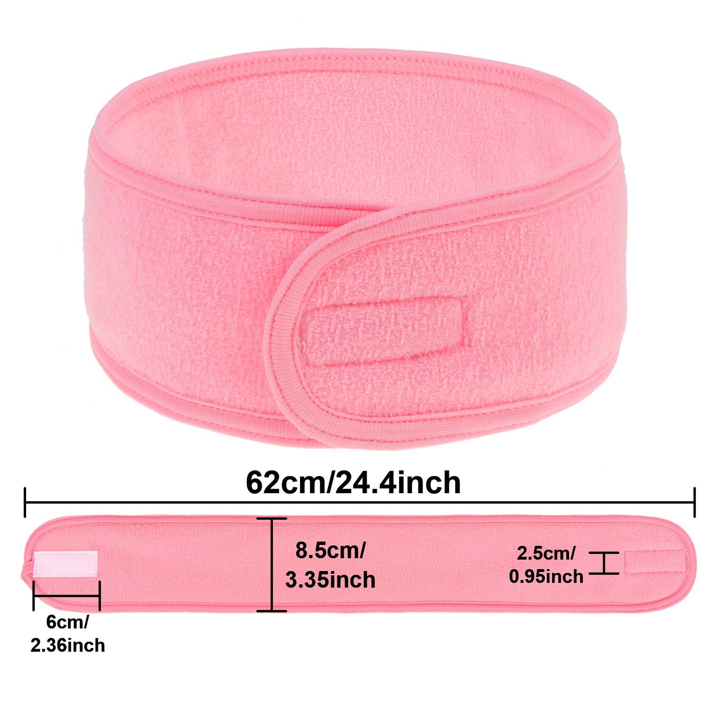 4 PCS Spa Headband, Make up Hair Band, Stretch Terry Cloth Headband for Sport Yoga Shower (Pink)