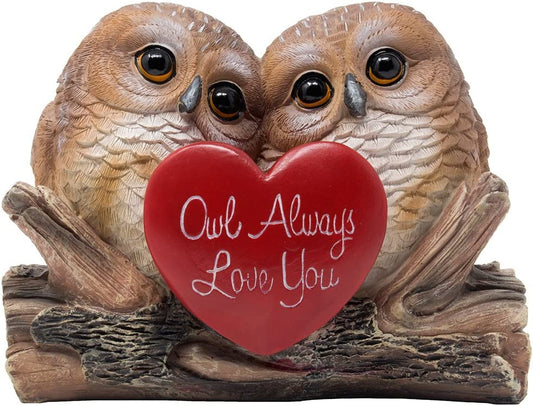 Romantic Owl Always Love You Figurine with Red Heart Valentines Gift/Decoration