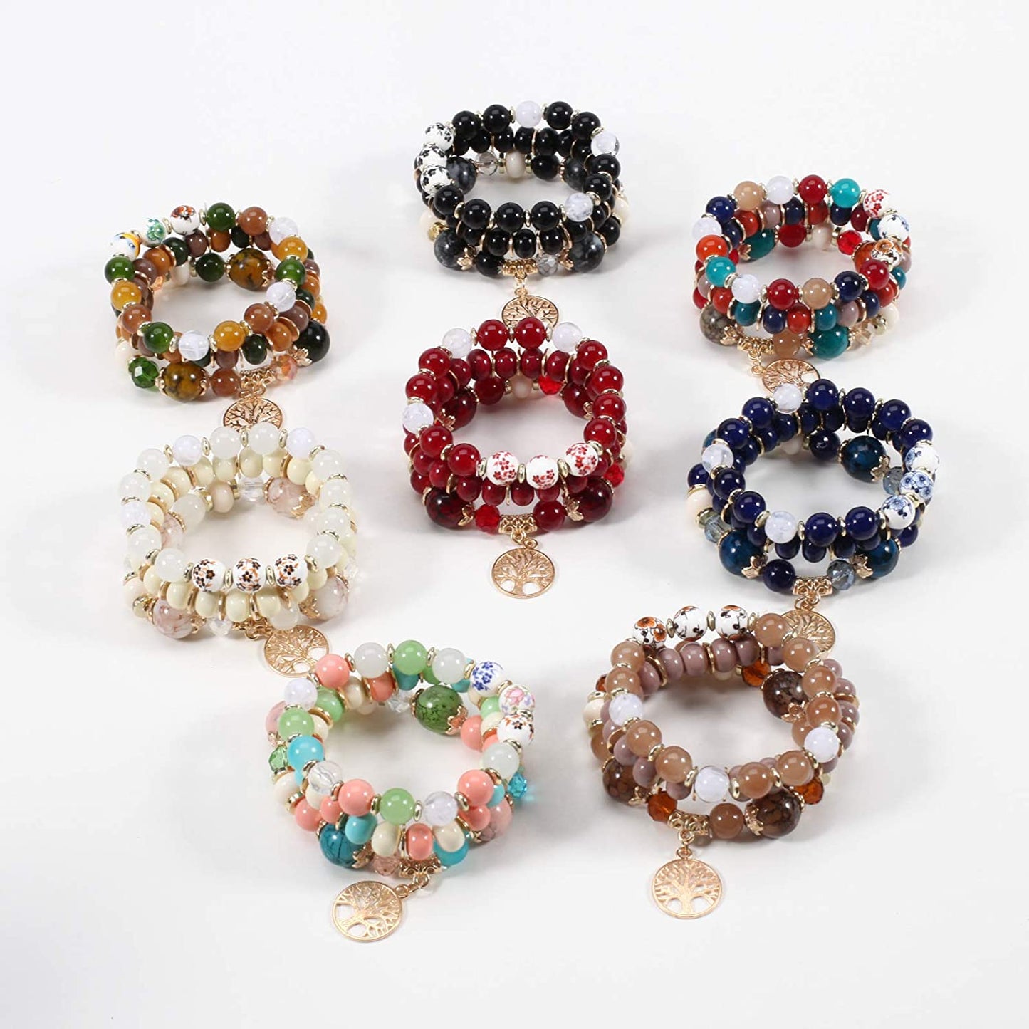 Bohemian Bracelets for Women Stretch Multilayer Colorful Beads Bracelet